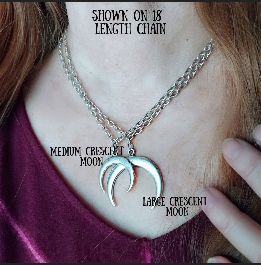 Buy Large 2 Inch Crescent Moon Statement Necklace, 16 Inch Box Chain .925  Sterling Silver, Handmade Moon Jewelry, Waxing Waning Crescent Moon Online  in India - Etsy