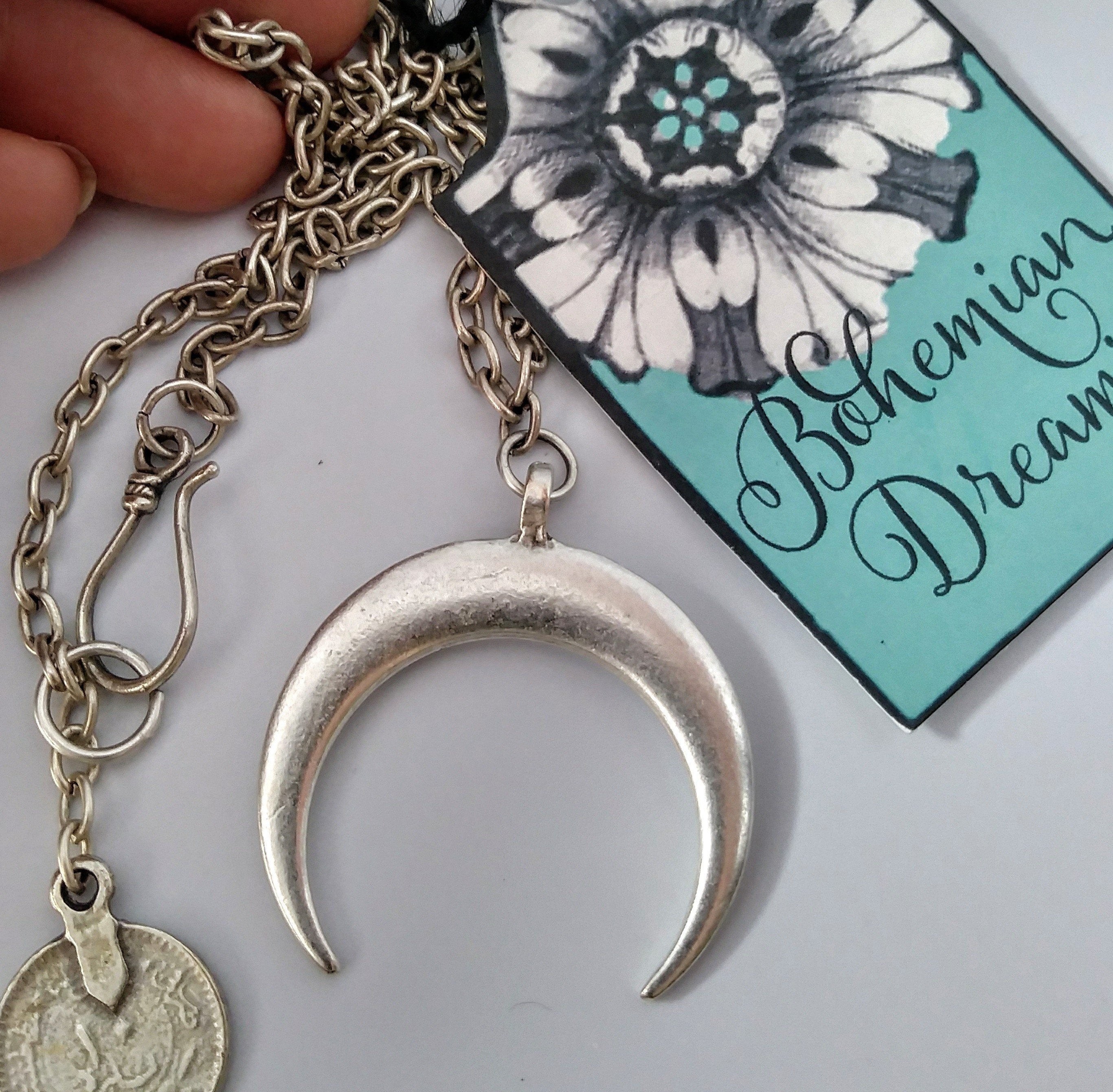 Crescent Moon Large Necklace | Bohemian style jewelry, Fashion jewelry,  Indie jewelry